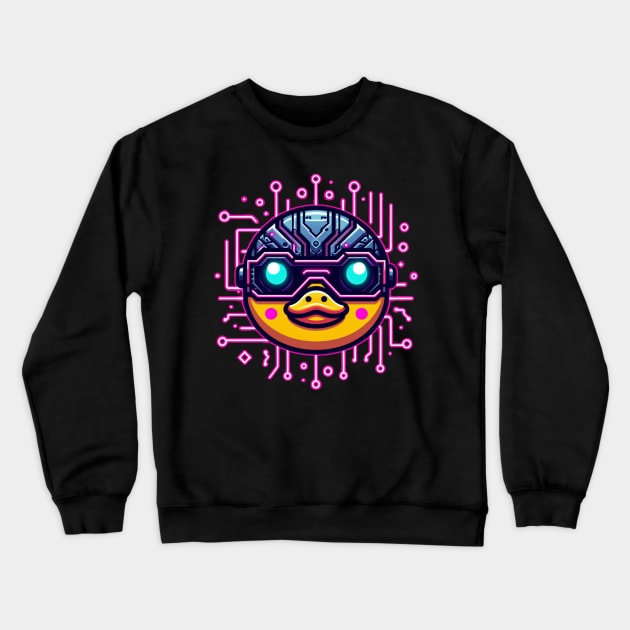 neon cyberpunk duck graphic Crewneck Sweatshirt by chems eddine